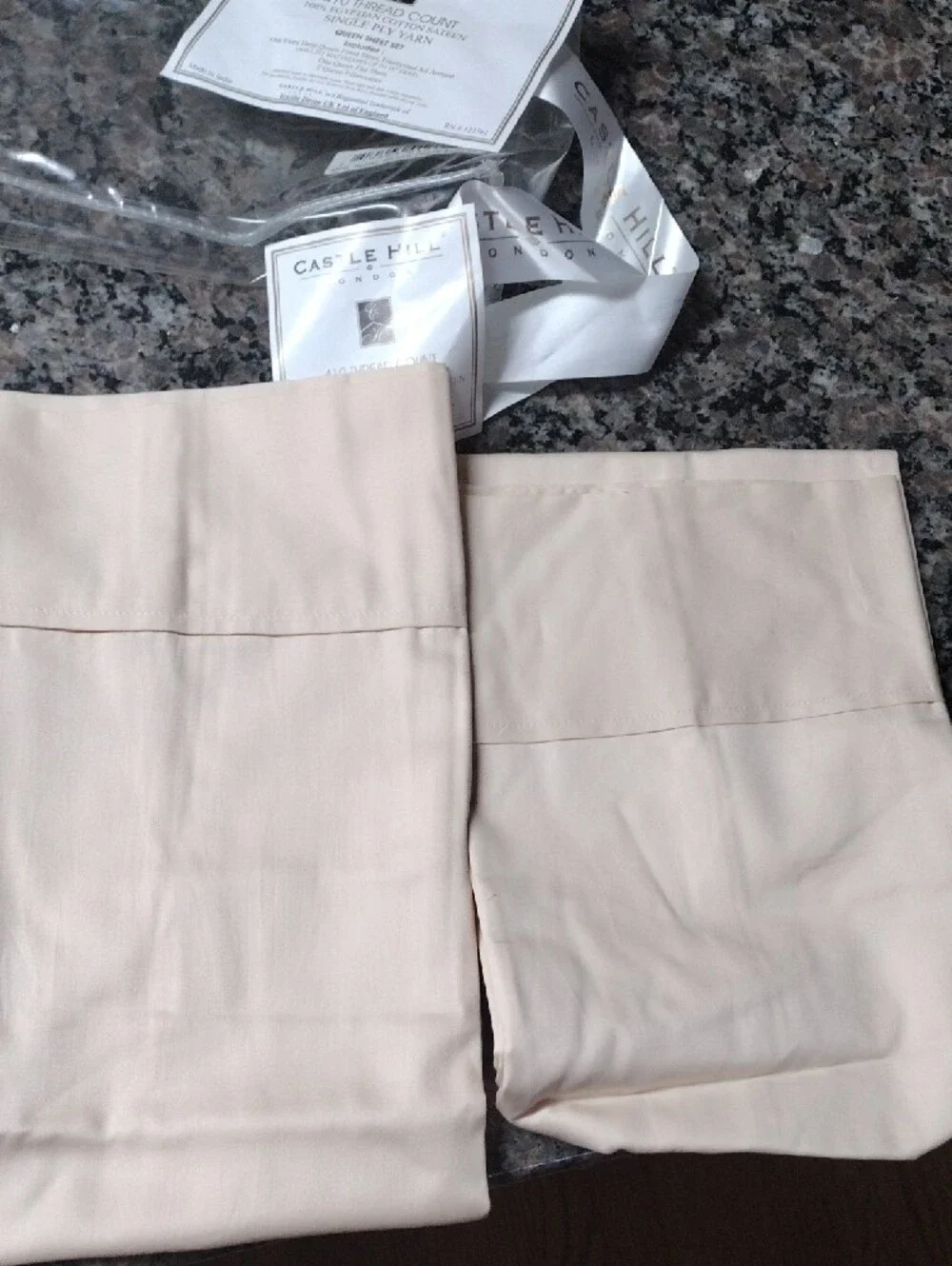 Castle Hill London 400 Thread Count Slat sheet 2 pillow cases QUEEN 100% cotton